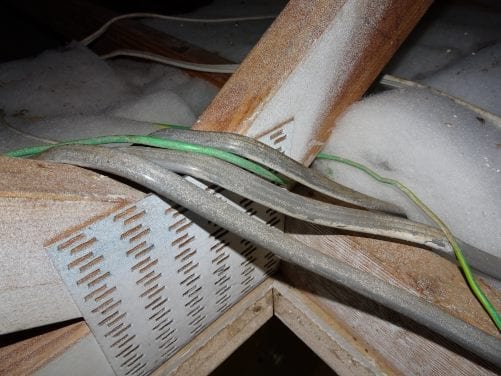 Electrical cable danger in roof